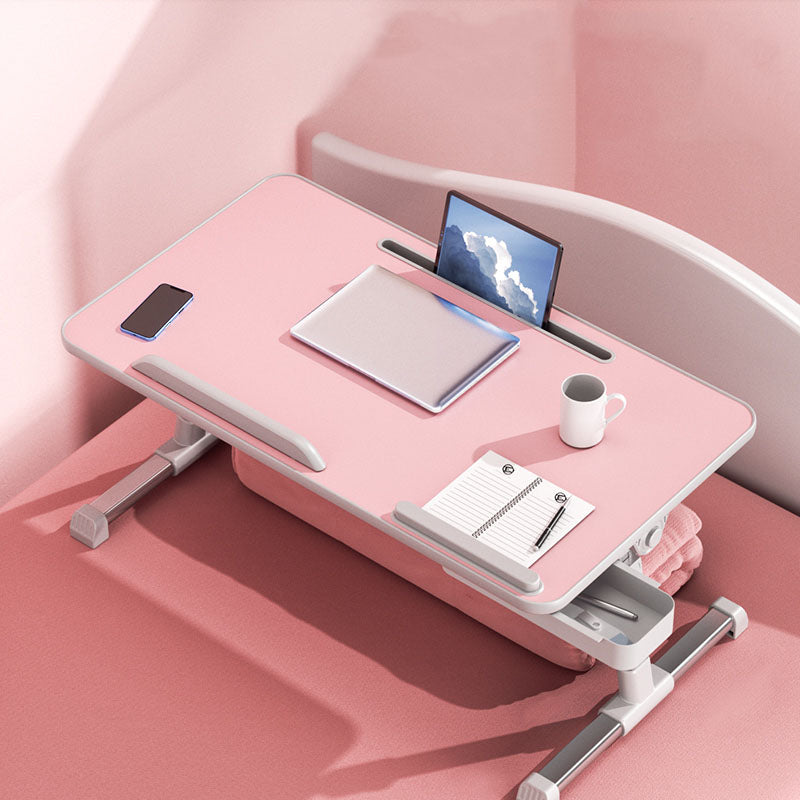Contemporary Adjustable Laptop Table Office Desk for Bedroom Pink 1 Clearhalo 'furn' 'furn_office_desk' 'Furniture' 'Office Desks' 'Office Furniture' 'office_desk' 5892154