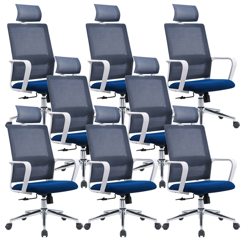 Contemporary Arm Chair Fixed Arms Adjustable Seat Height Office Chair Blue 8 Piece Set Clearhalo 'furn' 'furn_office_chair' 'Furniture' 'Office Chairs' 'Office Furniture' 'office_chair' 5892532