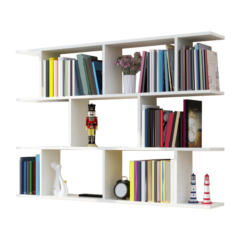Modern Wall Mounted Shelf Bookcase Horizontal Engineered Wood Bookshelf