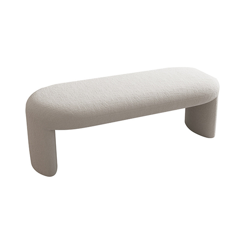 Modern Foam Bench with Legs Rectangle Solid Color Wool Bench White Clearhalo 'Benches' 'Chairs & Seating' 'furn' 'furn_benches' 'Furniture' 'Living Room Furniture' 5893098