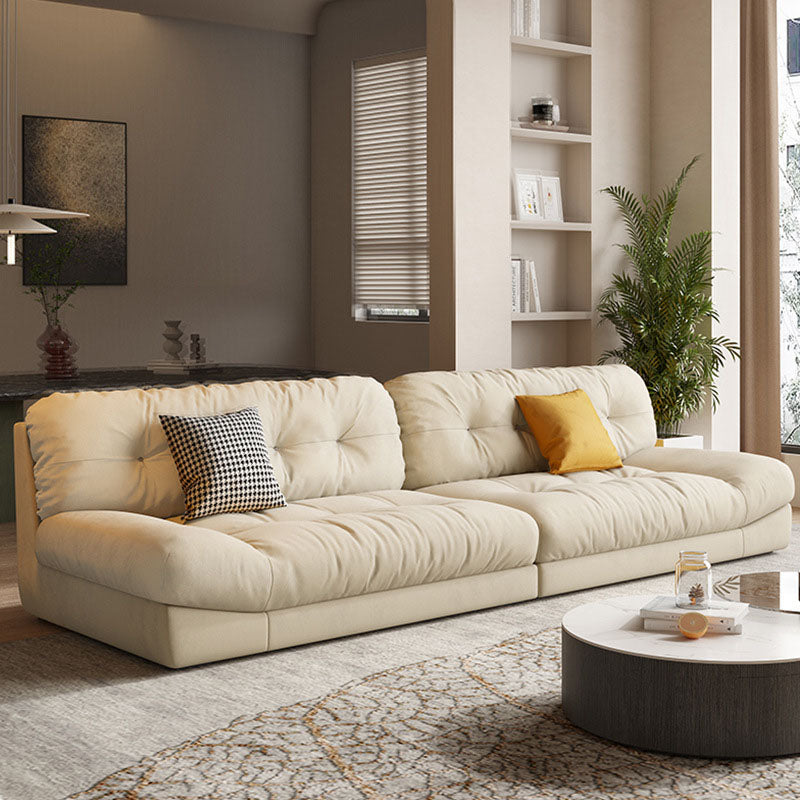 Sofá sin brazo de 4 plazas beige Sofá de almohada cosida contemporánea