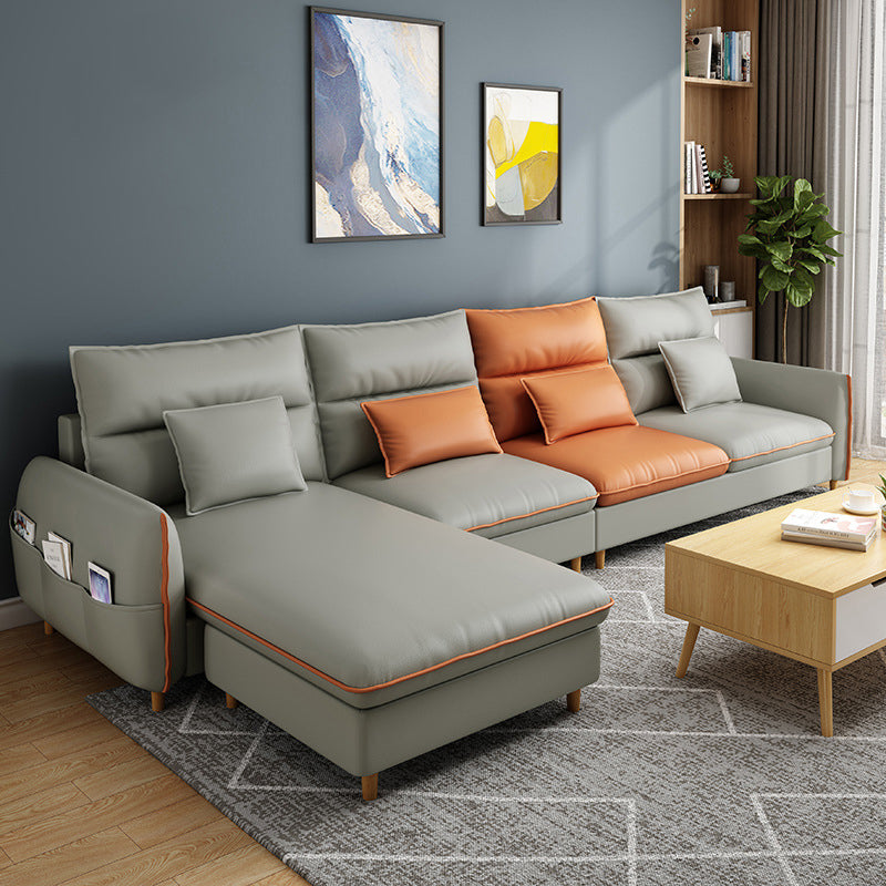 Divano di divano a braccio quadrato contemporaneo Cuscini di divano in pelle finta