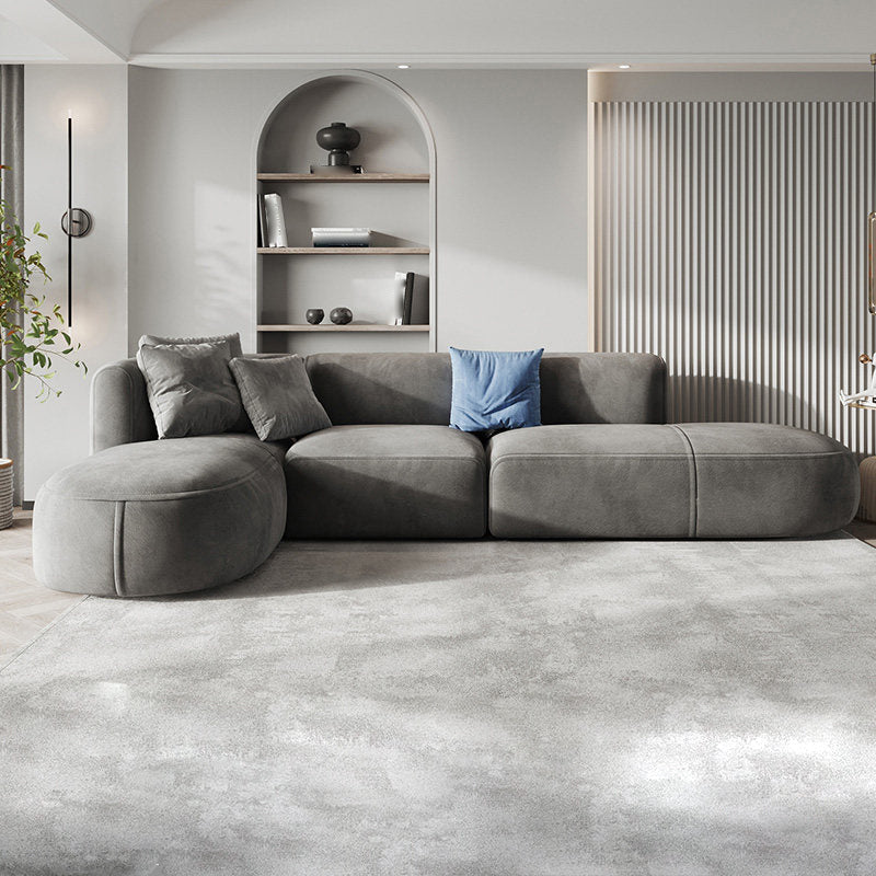 Soggiorno grigio nordico modulare tappezzeria grigio divano a braccio quadrato