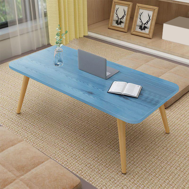 Mesa de cóctel rectangular de madera sólida con 4 patas y tapa de madera