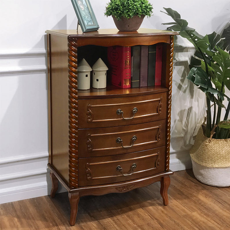 Mid-Century Modern Wood Cabinet Ring Pulls Side Cabinet with Drawer