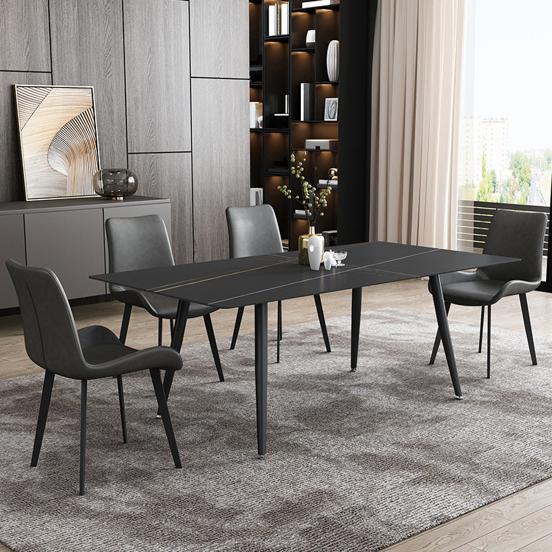 Industrial Dining Table with Black Stone Rectangle Dining Table for Kitchen 63"L x 35.4"W x 29.5"H Without Chairs Clearhalo 'Dining Tables & Seating' 'Dining Tables' 'dining_table' 'furn' 'furn_dining_table' 'Furniture' 'Kitchen & Dining Furniture' 5897888