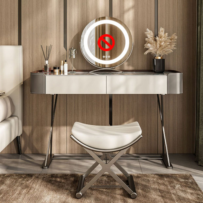 2 cajones de tocador con taburete Glam Stone Top Manaup Tocador de tocador