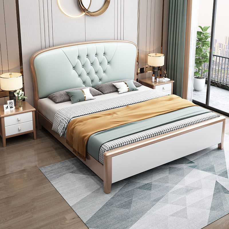Legno letto a pannello contemporaneo in legno e cornice imbottita, 51 "di altezza