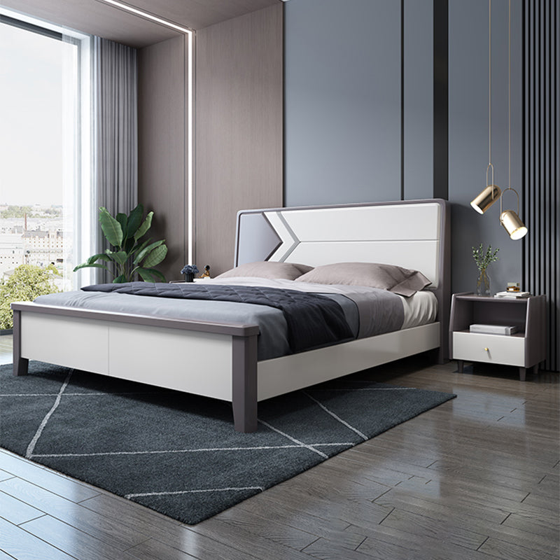 Letto a pannello di legno contemporaneo con testiera rettangolare, alto 43,3 "