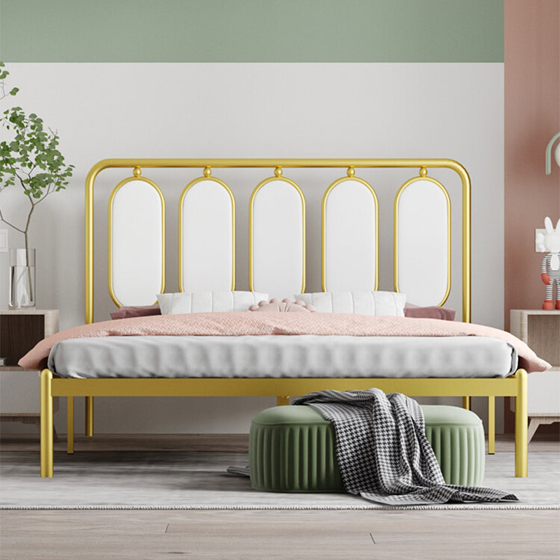 Letto standard metallico con cornice glam con testiera rivestita