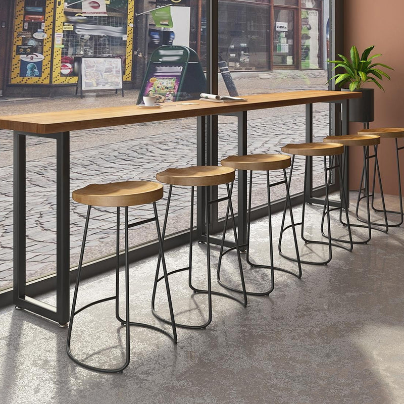 Modern Bar Table Set 1/7 Pieces Rectangle Wood Counter Table with Stools for Balcony 7 Pieces: Table, 7 Wood Stools Clearhalo 'Bar Furniture' 'furn' 'furn_home_bar_bar_sets' 'Furniture' 'Home Bars & Bar Sets' 'home_bar_bar_sets' 'Kitchen & Dining Furniture' 5899471