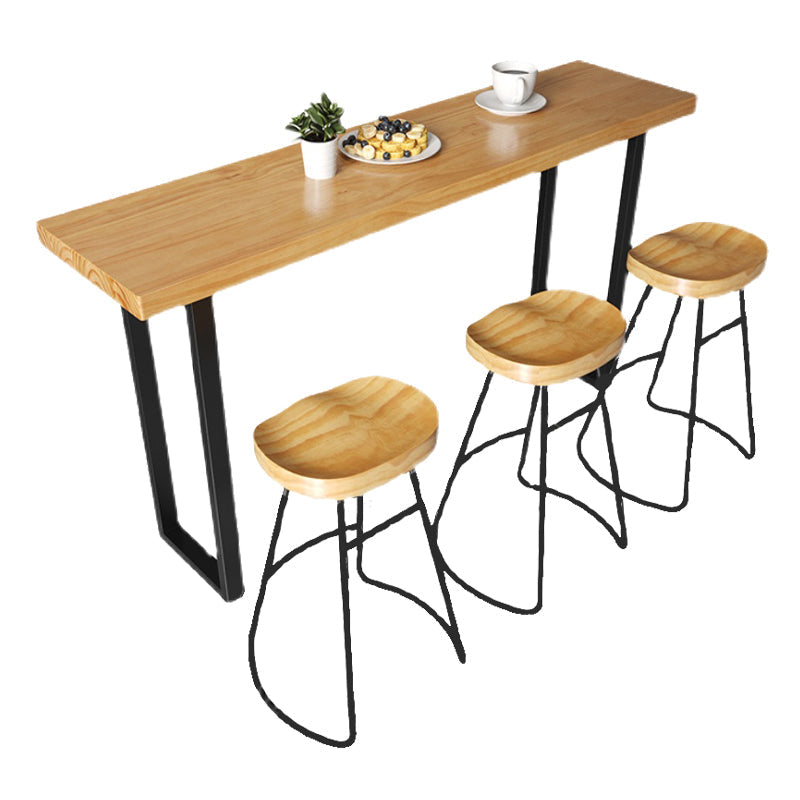 1/4/7 Pieces Modern Rectangular Pub Table Set Wooden Counter Table with High Stools 4 Pieces: Table, 3 Stools Clearhalo 'Bar Furniture' 'furn' 'furn_home_bar_bar_sets' 'Furniture' 'Home Bars & Bar Sets' 'home_bar_bar_sets' 'Kitchen & Dining Furniture' 5899564