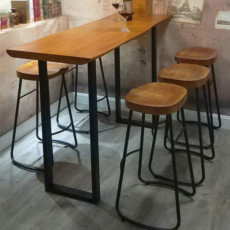 Indoor Modern Bar Pub Table Set 1/2/3/4/6 Pieces Solid Wood Pub Table Set in Natural