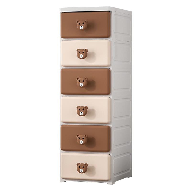 Contemporary Wardrobe Cabinet With Drawer Plastic Storage Cabinet 11.8"L x 15"W x 37.4"H White-Brown Clearhalo 'Armoires & Wardrobes' 'armoires_wardrobes' 'Bedroom Furniture' 'furn' 'furn_armoires_wardrobes' 'Furniture' 5900262
