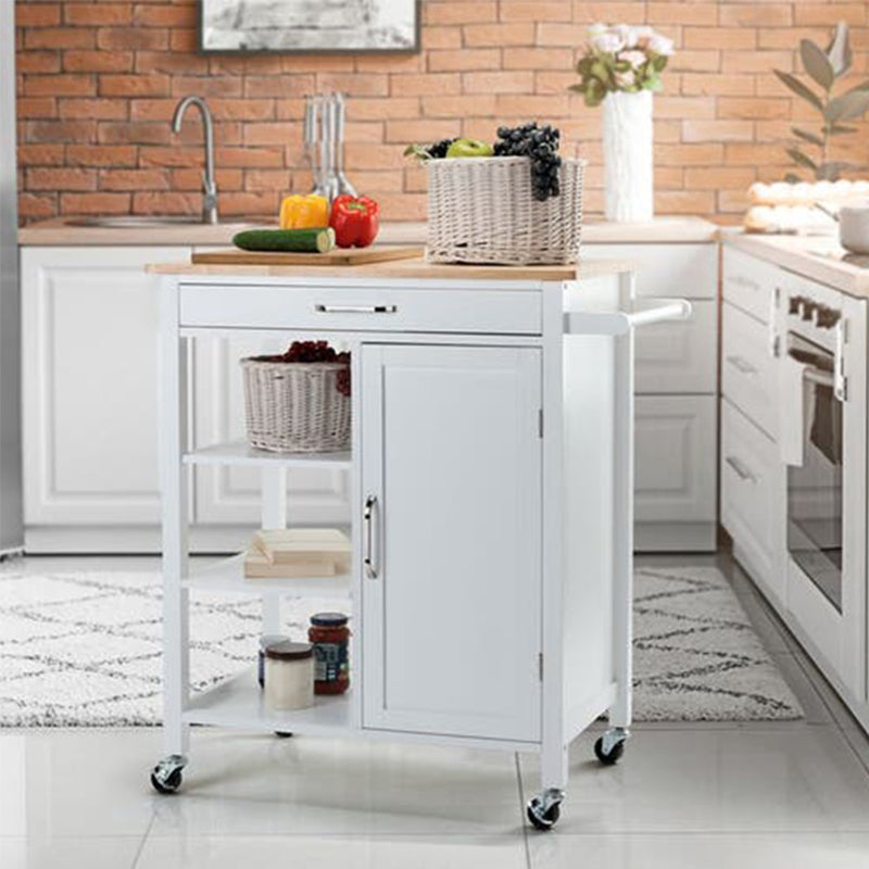 Estilo moderno 35.83 "H Cart de cocina enrollable H Madera Rectangular Kitchen Island Cart