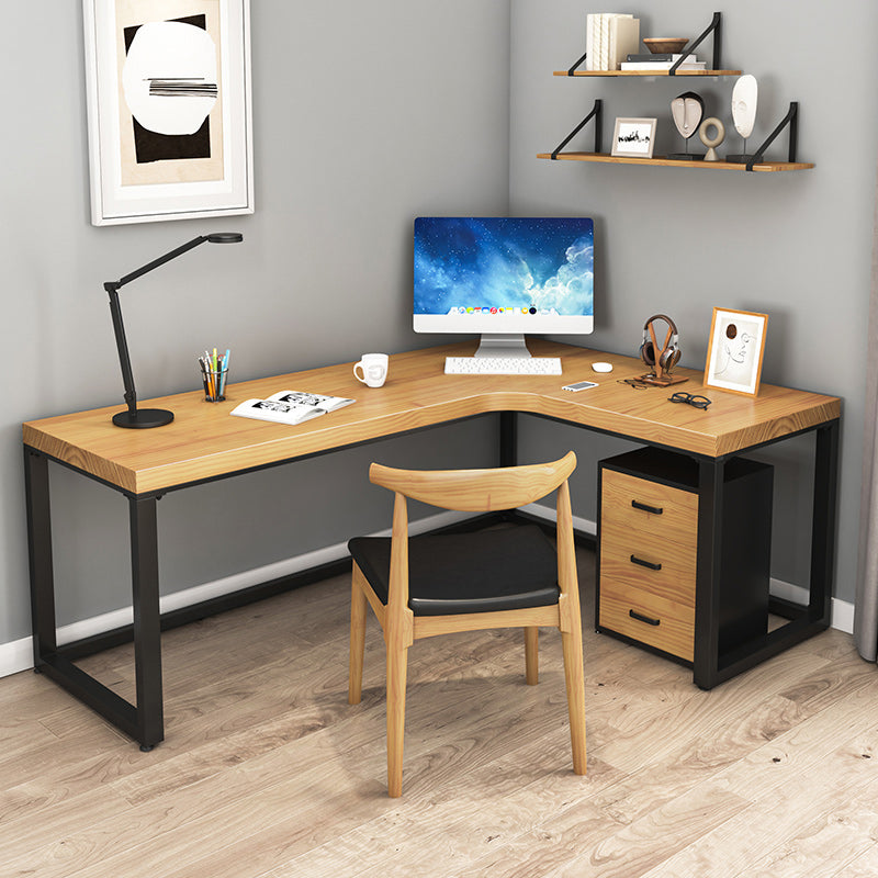 Industrial Solid Wood L-Shape Writing Desk Meeting Desk for Office 70.9"L x 31.5"W x 29.5"H Right Hand Return Clearhalo 'furn' 'furn_office_desk' 'Furniture' 'Office Desks' 'Office Furniture' 'office_desk' 5903023