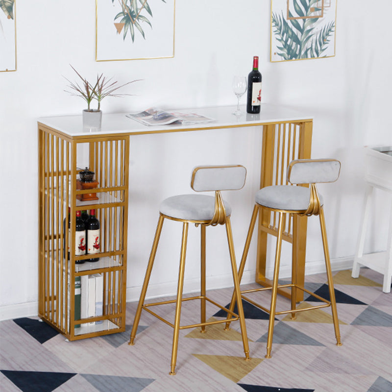 Bar Height Pub Table Glam Style Rectangle Bar Table with Stone Top 78.7"L x 15.7"W x 41.3"H Without Chairs Clearhalo 'Bar Furniture' 'Bar Tables' 'bar_tables' 'furn' 'furn_bar_tables' 'Furniture' 'Kitchen & Dining Furniture' 5903164
