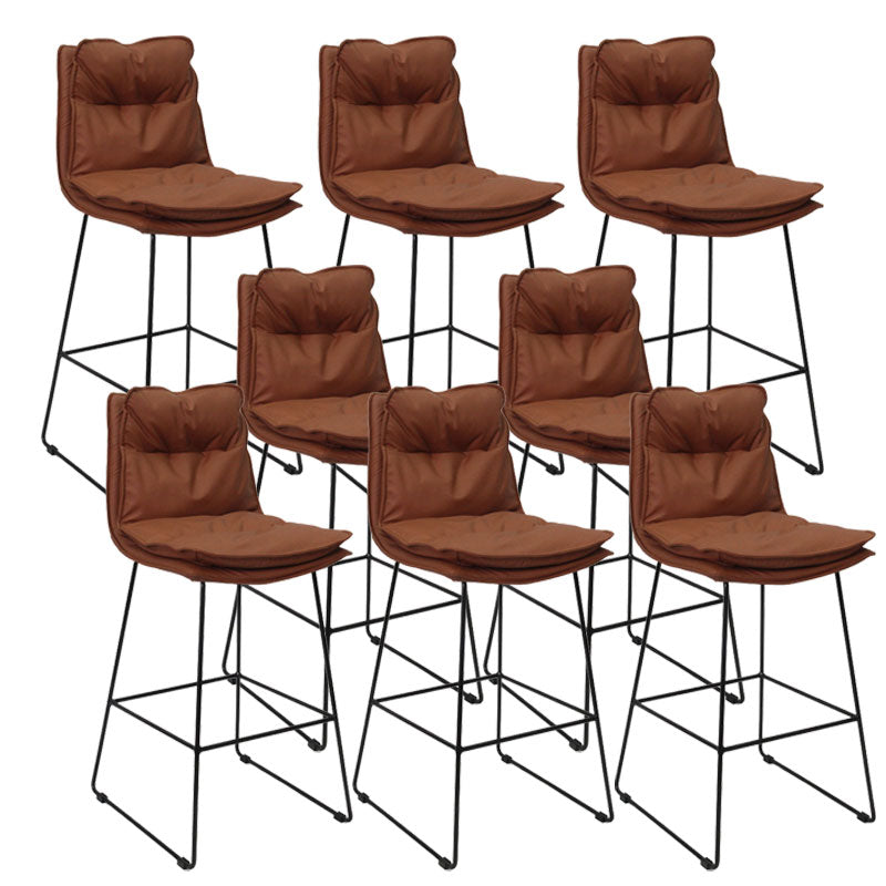 Modern Coffee Shop Footrest Stool Matte Finish Leather Barstool