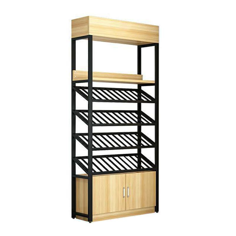 Industrial Floor Wine Rack Manufactured Wood Wine Jail with Shelf Khaki Clearhalo 'furn' 'furn_wine_racks' 'Furniture' 'Kitchen & Dining Furniture' 'Wine Racks' 'wine_racks' 5905105