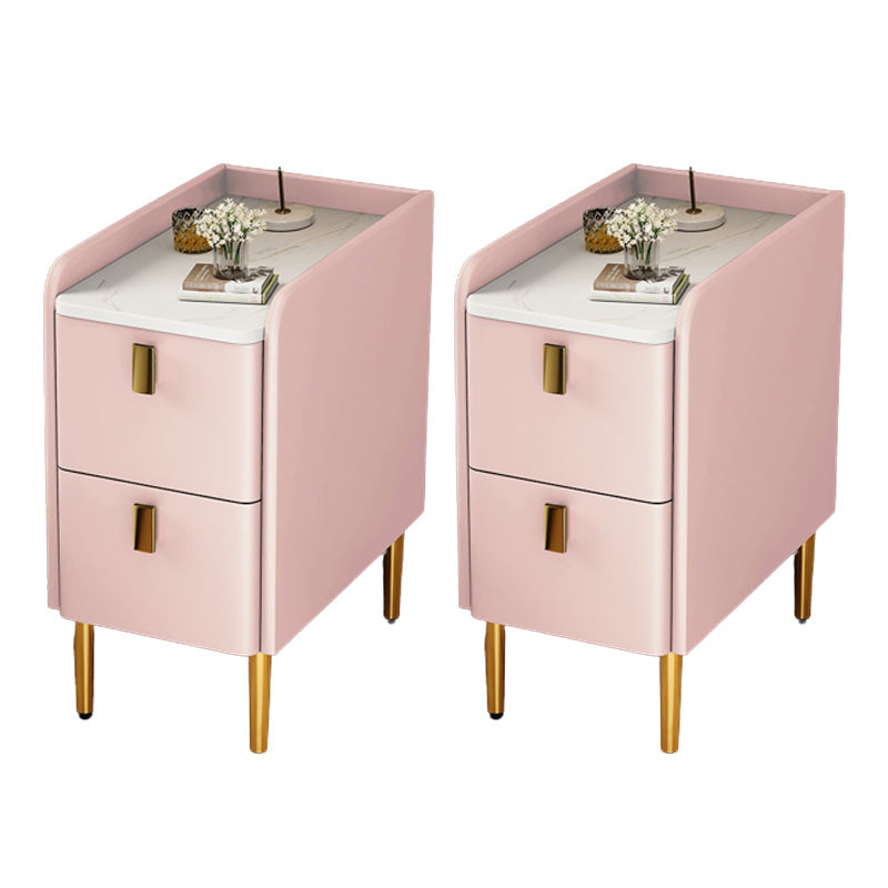 Faux Wood -Nachtschrank Beine enthalten Akzenttisch -Nachttisch mit 2 Schubladen