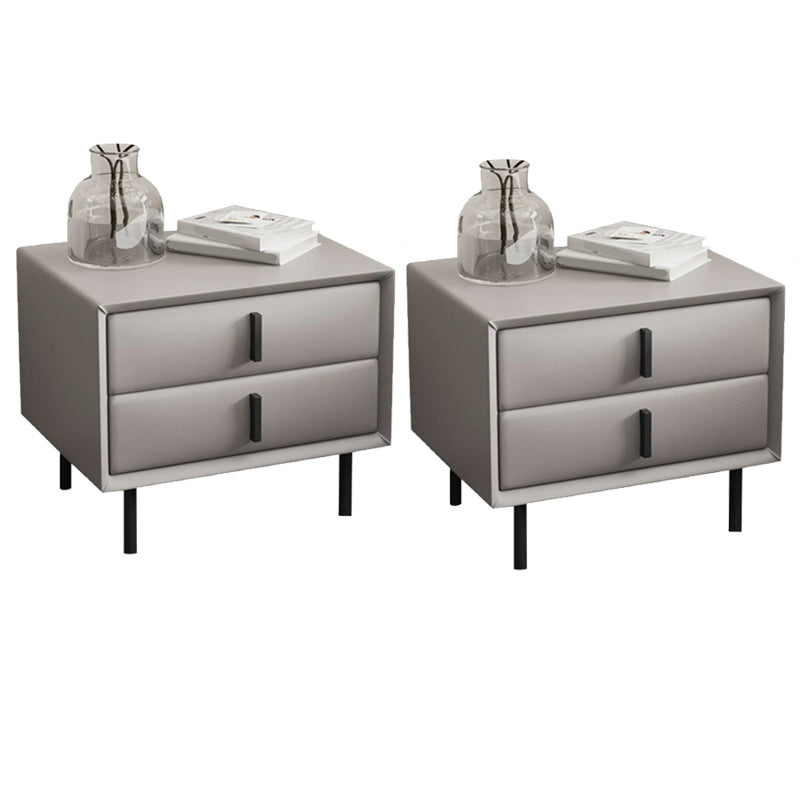 Cama de cuero de falsa mesita de noche de acento de 2 cavadores Noche para dormitorio