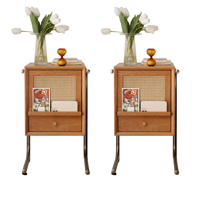 2 cajones de madera sólida Moderna noche de almacenamiento Cajón de almacenamiento Noche en natural