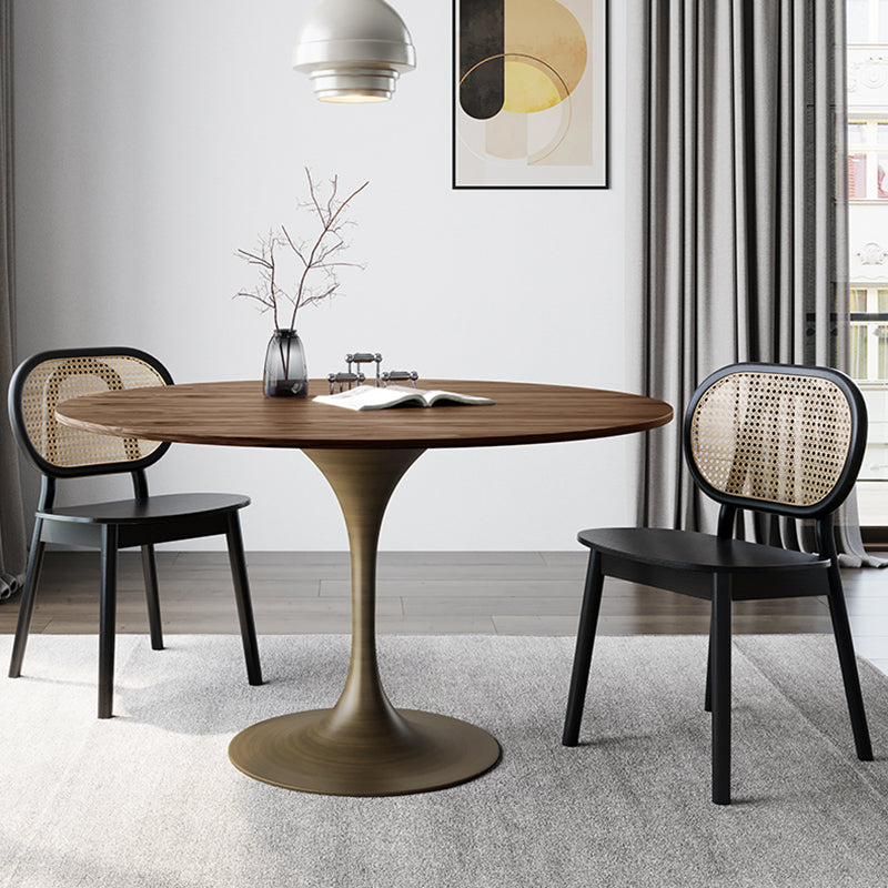 Contemporary Dining Table Round Dining Table in Walnut with Tulip Base