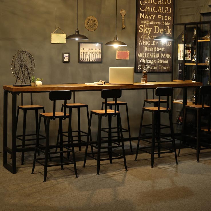 1/2/9 Piezas Conjunto de mesa de barra de madera maciza industrial Conjunto de contador rectangular para uso doméstico