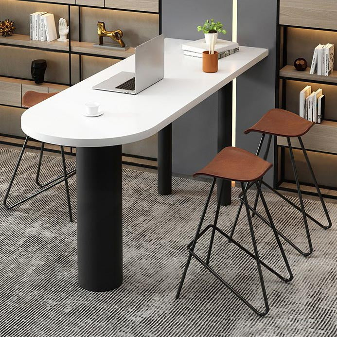 Industrial Wood Bar Table Set 1/3/4 Pcs White Free Form Bar Table with Leather Stools 4 Pieces: Table, 3 Stools Clearhalo 'Bar Furniture' 'furn' 'furn_home_bar_bar_sets' 'Furniture' 'Home Bars & Bar Sets' 'home_bar_bar_sets' 'Kitchen & Dining Furniture' 5910838