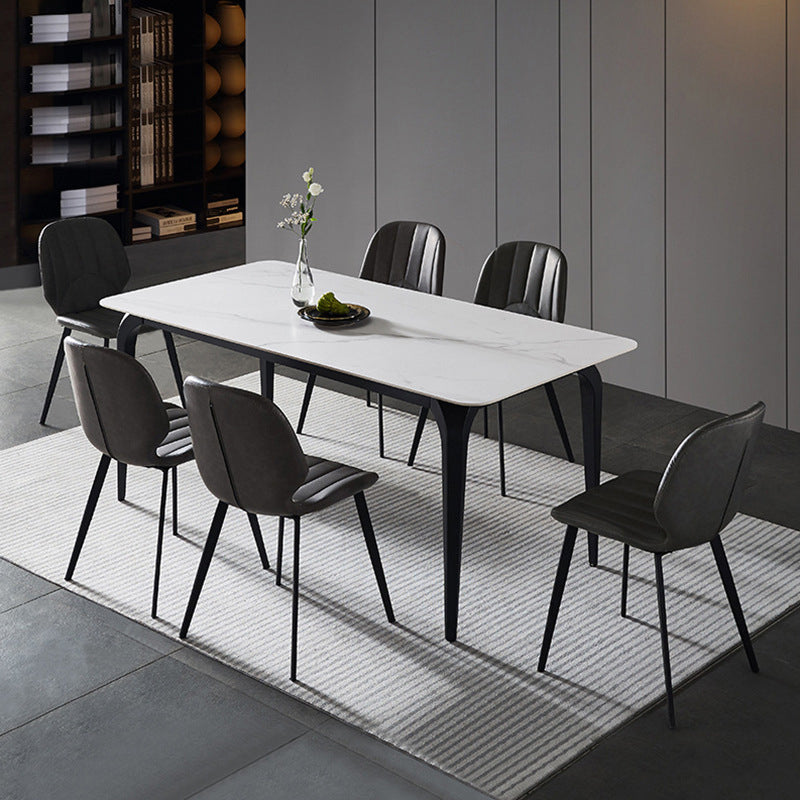 Juego de comedor rectangular de estilo diseñador 1/4/5/7 Piezas Top de comedor de piedra sinterizada Juego de mesa