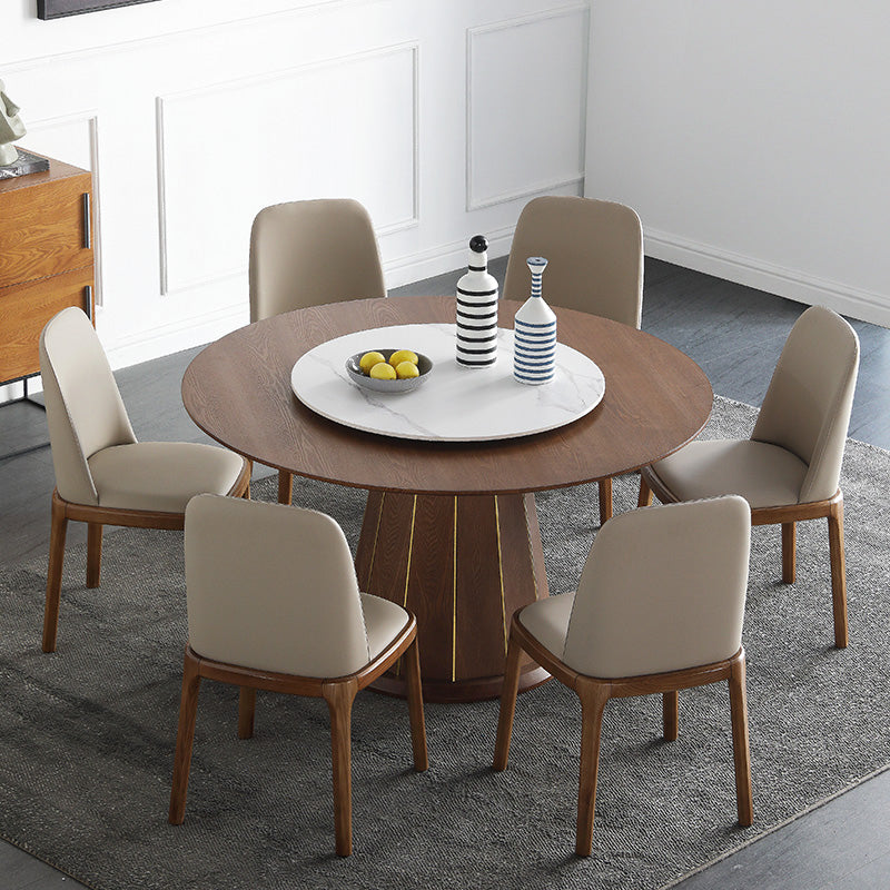 Modern Dining Table Set 1/4/5/7 Pcs Solid Wood Dining Table and Chairs 7 Pieces: Table, 6 Chairs Clearhalo 'Dining Room Sets' 'Dining Tables & Seating' 'dining_room_set' 'furn' 'furn_dining_room_set' 'Furniture' 'Kitchen & Dining Furniture' 5911182