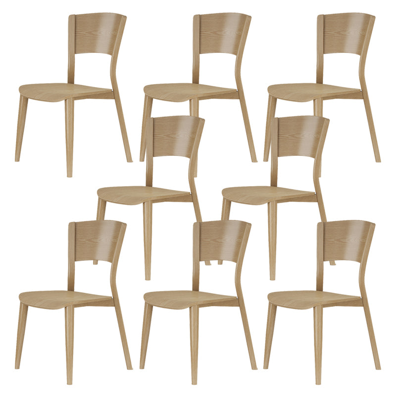Contemporary Style Dining Chairs Oak Solid Wood Open Back Armless Chair Wood 8 Piece Set Clearhalo 'Dining Chairs' 'Dining Tables & Seating' 'dining_chair' 'furn' 'furn_dining_chair' 'Furniture' 'Kitchen & Dining Furniture' 5911495