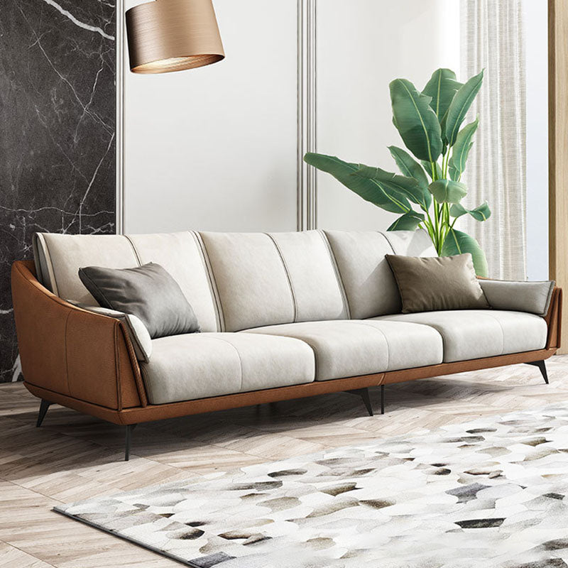 ボルスター枕を備えたモダニズムソファオレンジの斜め腕ソファ