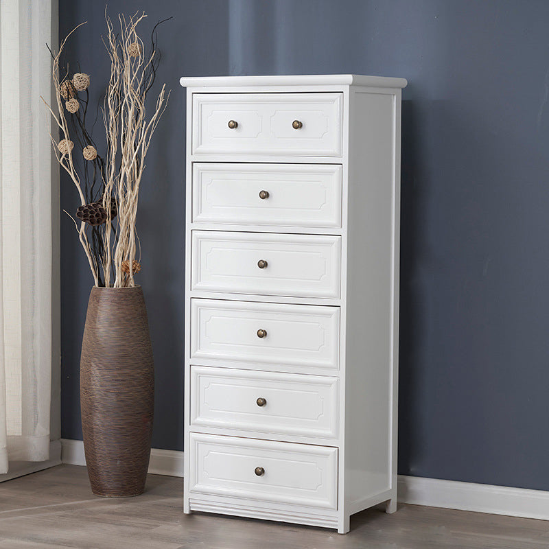 Rectangle Wood Side Cabinet Knobs Storage Cabinet with Drawer 19.7"L x 13"W x 45.3"H White Clearhalo 'Cabinets & Chests' 'cabinets_chests' 'furn' 'furn_cabinets_chests' 'Furniture' 'Living Room Furniture' 5912680