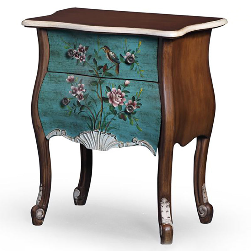 Mid-Century Modern Cabinet Fretwork Hand Painted Side Cabinet