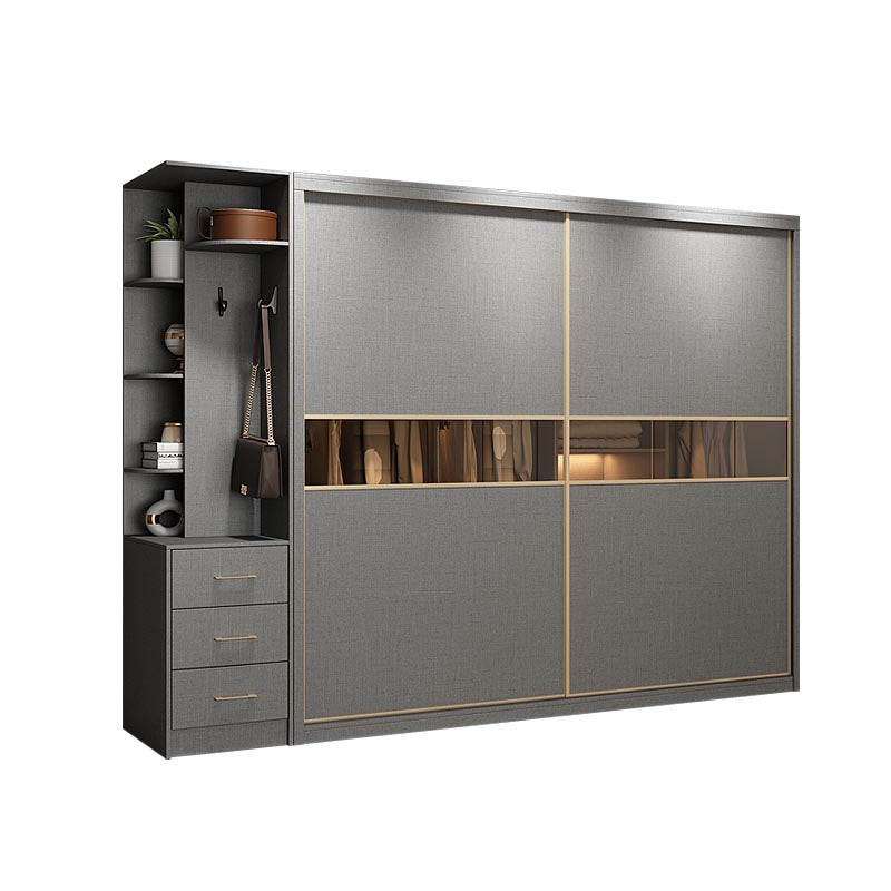 Eigentijdse stijl grijze kleur garderobe hout zelfletter laden garderobe kast