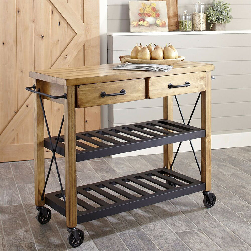 Cart de cocina de estilo moderno Carro de cocina de madera de madera con estante de toalla