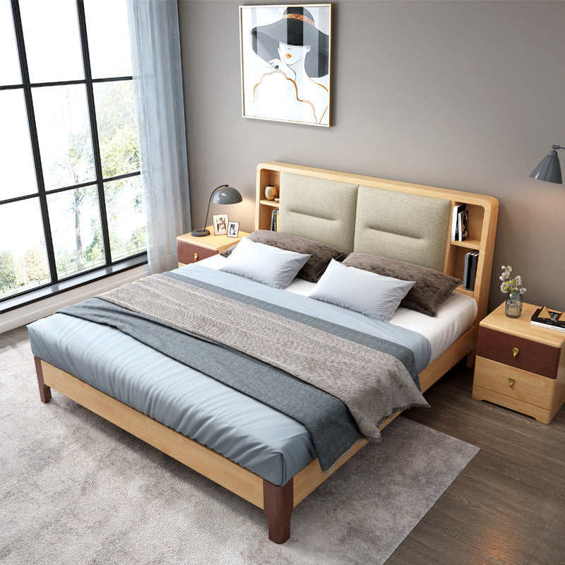 Contemporary Solid Wood Storage with Horizontal Panel Headboard Bed Frame Bed & Mattress Clearhalo 'Bedroom Furniture' 'Beds' 'furn' 'furn_beds' 'Furniture' 5913974