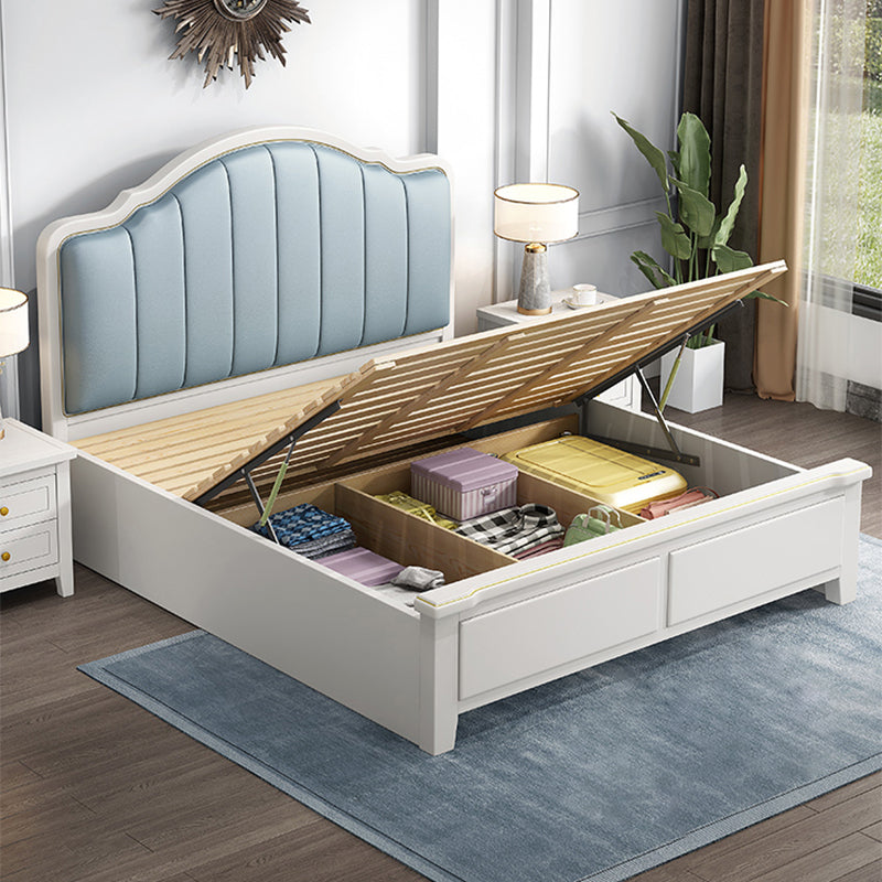 Telaio da letto in pelle con finto letto standard in legno glam con testiera