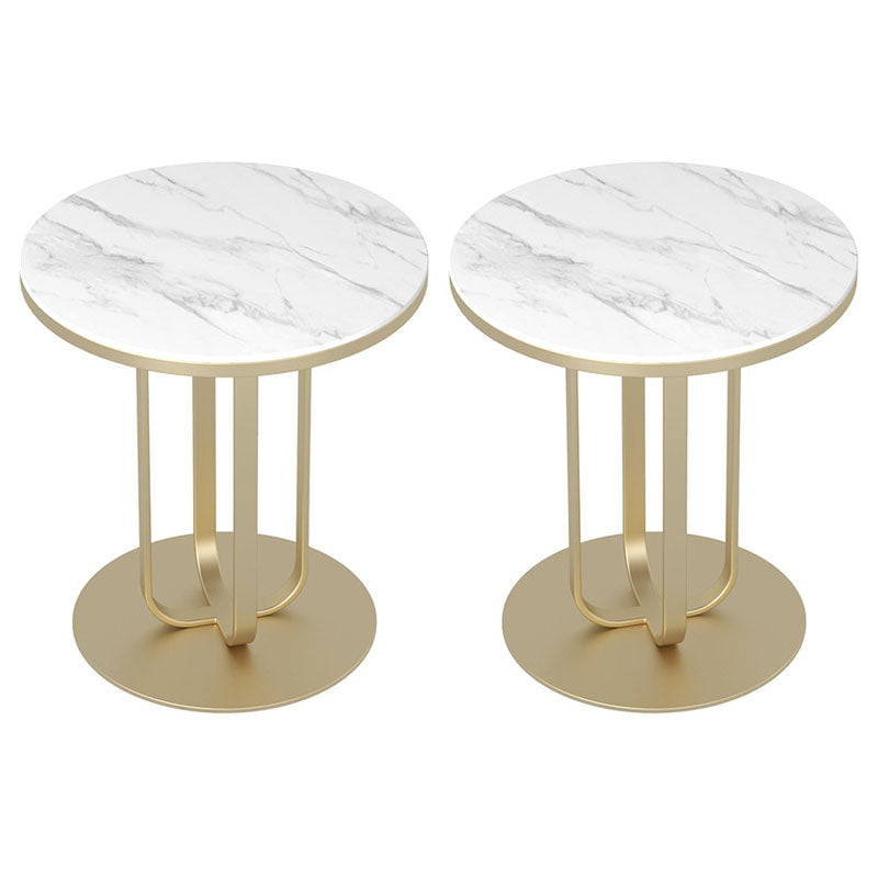 Tavola del laterale moderno in ardesia rotonda 21.65 "Fine piedistallo in metallo alto