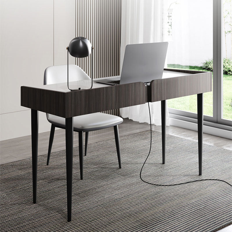 Contemporary Marble Office Desk Parsons With Metal Legs Writing Desk 47.2"L x 19.7"W x 29.5"H Grey Clearhalo 'furn' 'furn_office_desk' 'Furniture' 'Office Desks' 'Office Furniture' 'office_desk' 5916647