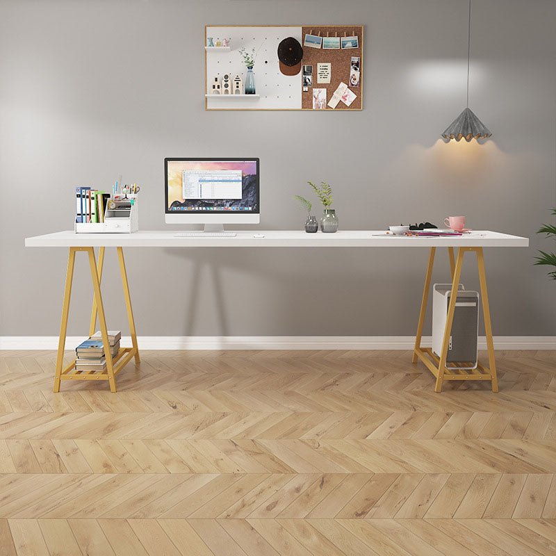 Manufactured Wood Rectangle Writing Desk Home Glam Office Desk Gold White Clearhalo 'furn' 'furn_office_desk' 'Furniture' 'Office Desks' 'Office Furniture' 'office_desk' 5916950