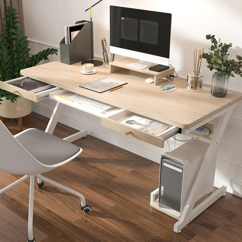 Bedroom Contemporary Computer Desk Rectangular Wooden Office Desk 55.1"L x 23.6"W x 29.5"H Natural Clearhalo 'furn' 'furn_office_desk' 'Furniture' 'Office Desks' 'Office Furniture' 'office_desk' 5917016