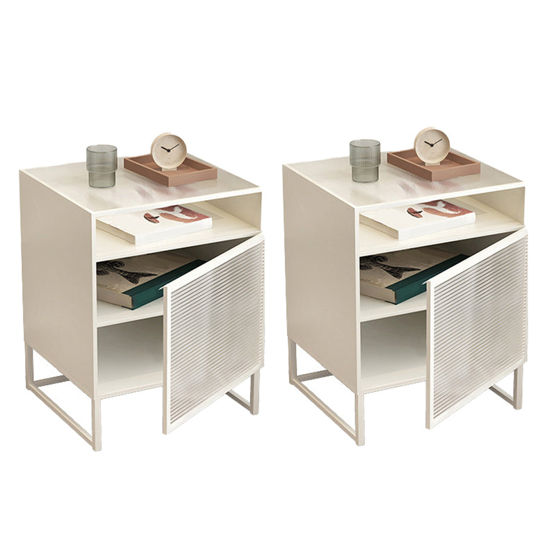 Industrial Bedside Cabinet Open Storage Bed Nightstand for Bedroom White 2 Piece Set Right Clearhalo 'Bedroom Furniture' 'furn' 'furn_night_stand' 'Furniture' 'night_stand' 'Nightstands' 5920494