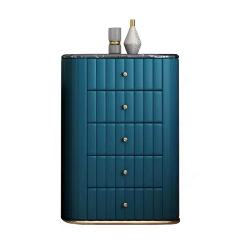 Glam Stone Bedroom Rangement coffre vertical poitrine verticale en bleu avec des tiroirs