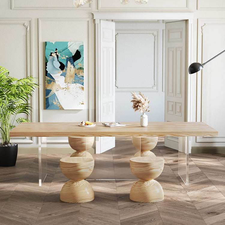 Pine Wood Dining Table Traditional Luxury Dining Table with 3 Legs