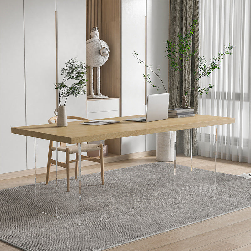 Mesa de comedor de madera Mesa de comedor contemporánea con base de pedestal doble