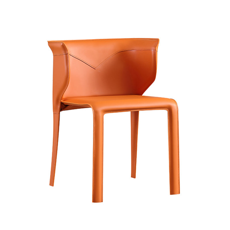 Contemporary Leather Dining Chair Armless Wingback Side Chair for Home Use Orange 1 Piece Clearhalo 'Dining Chairs' 'Dining Tables & Seating' 'dining_chair' 'furn' 'furn_dining_chair' 'Furniture' 'Kitchen & Dining Furniture' 5922825
