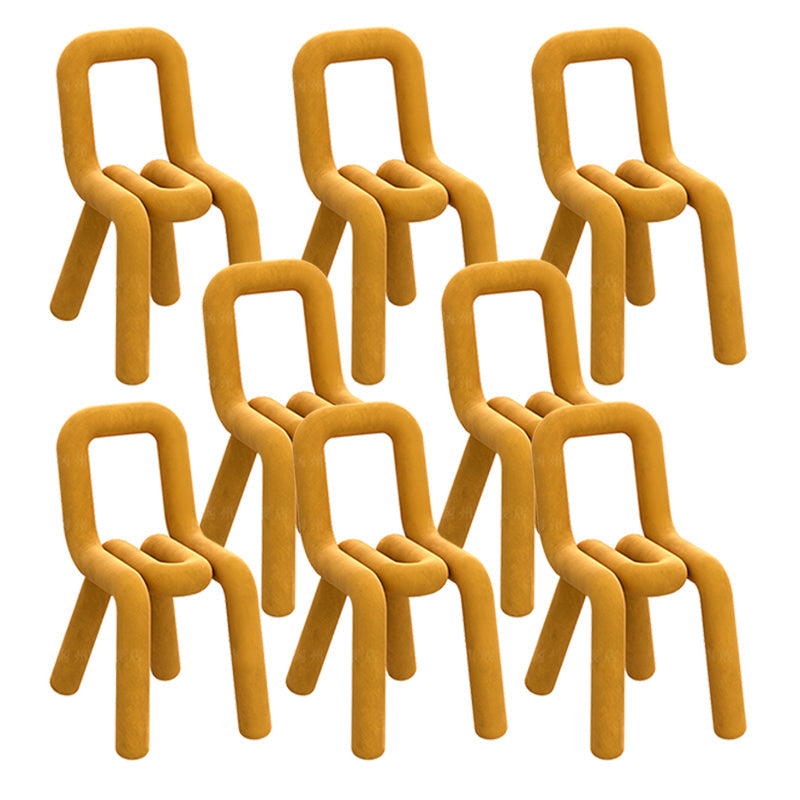 Contemporary Dining Chair Velvet Open Back Side Chair for Home Yellow 8 Piece Set Clearhalo 'Dining Chairs' 'Dining Tables & Seating' 'dining_chair' 'furn' 'furn_dining_chair' 'Furniture' 'Kitchen & Dining Furniture' 5923246