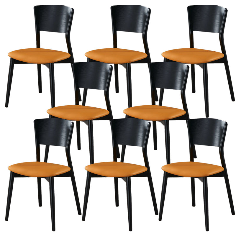 Industrial Style Dining Chair Solid Wood Open Back Armless chair Yellow Black 8 Piece Set Clearhalo 'Dining Chairs' 'Dining Tables & Seating' 'dining_chair' 'furn' 'furn_dining_chair' 'Furniture' 'Kitchen & Dining Furniture' 5923561
